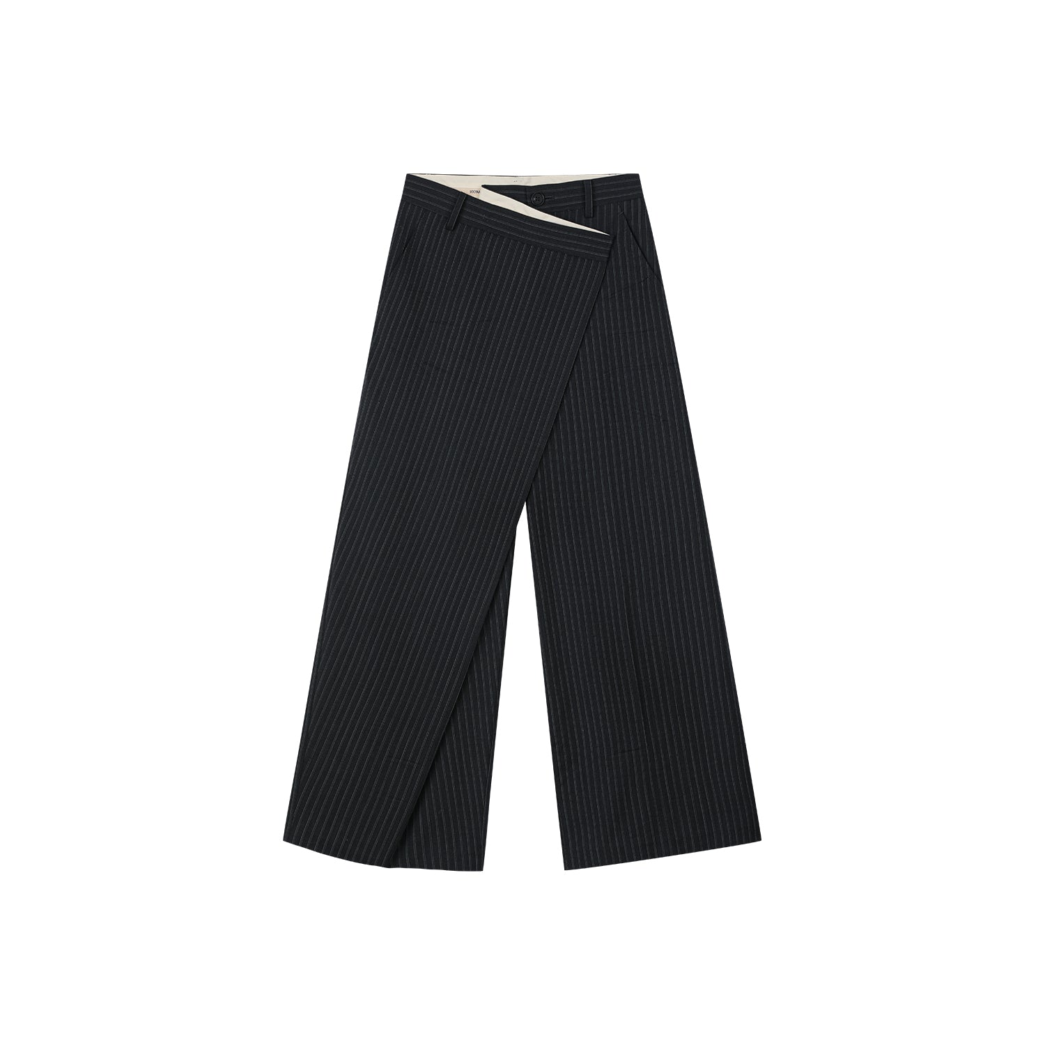 Pulled pleated suit pants with authentic wear marks