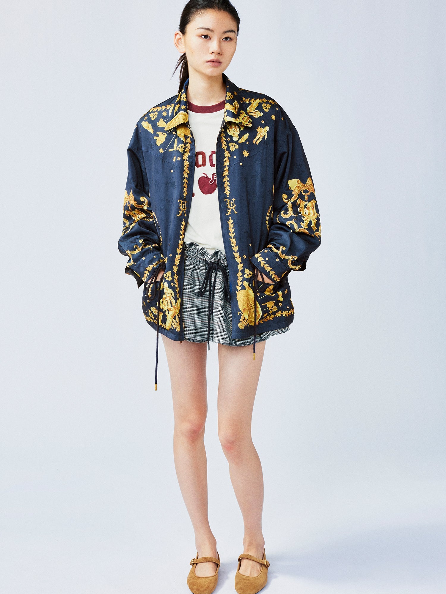 Playful and stylish finely woven plaid mini skirt with a hidden twist