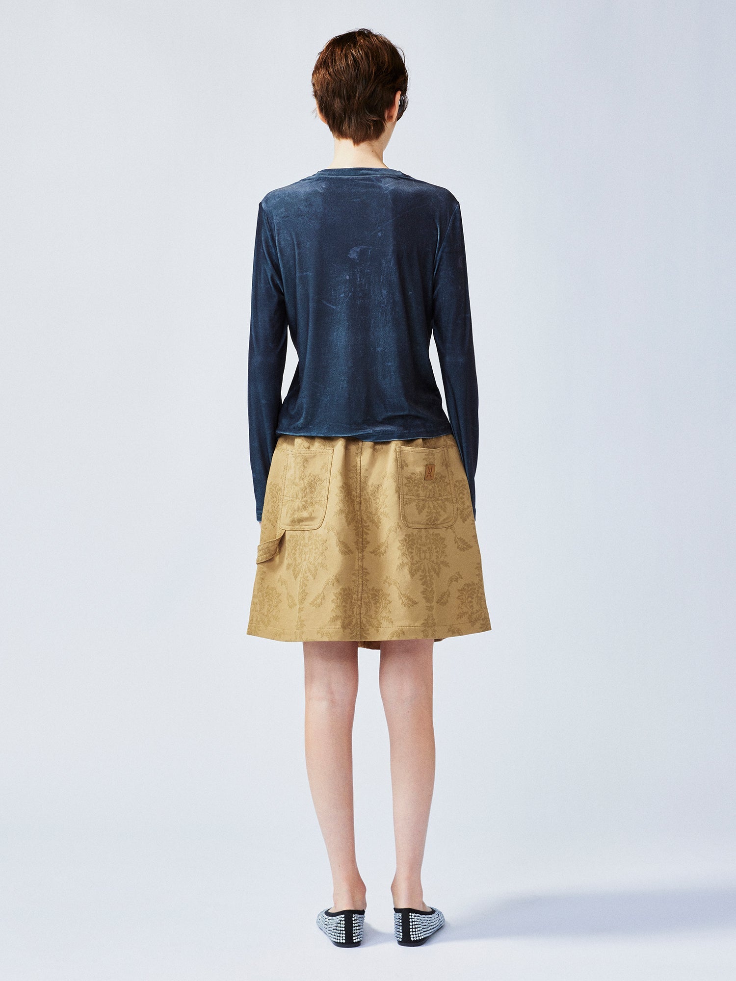Nostalgia-evoking classic jacquard cargo skirt