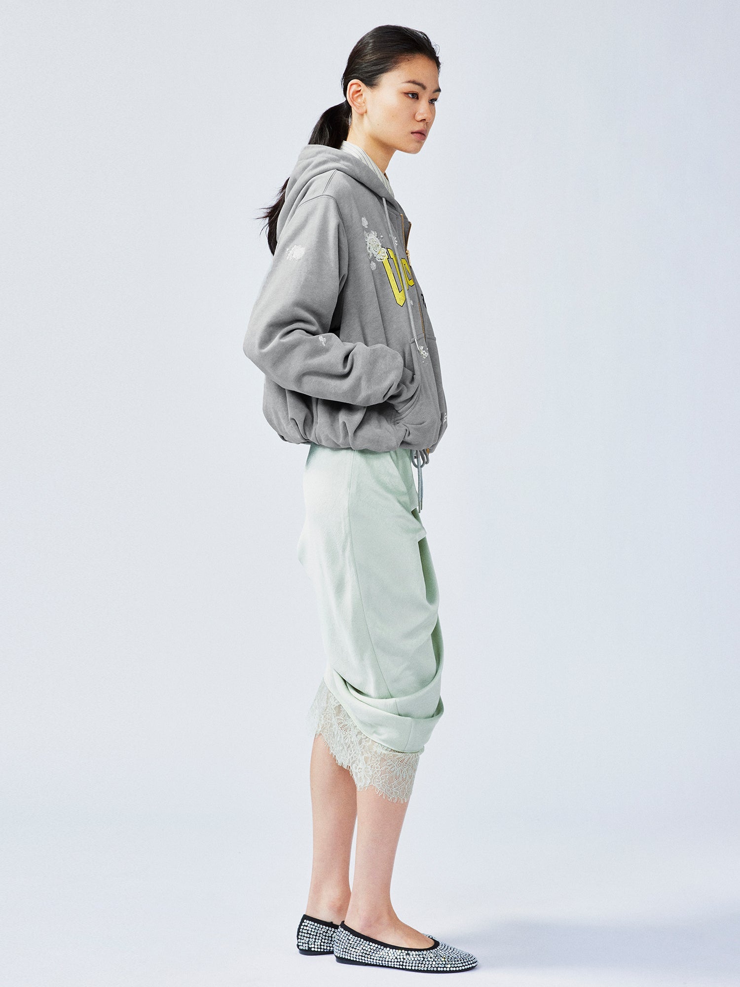 Glamorous beaded bud sweatshirt jacket