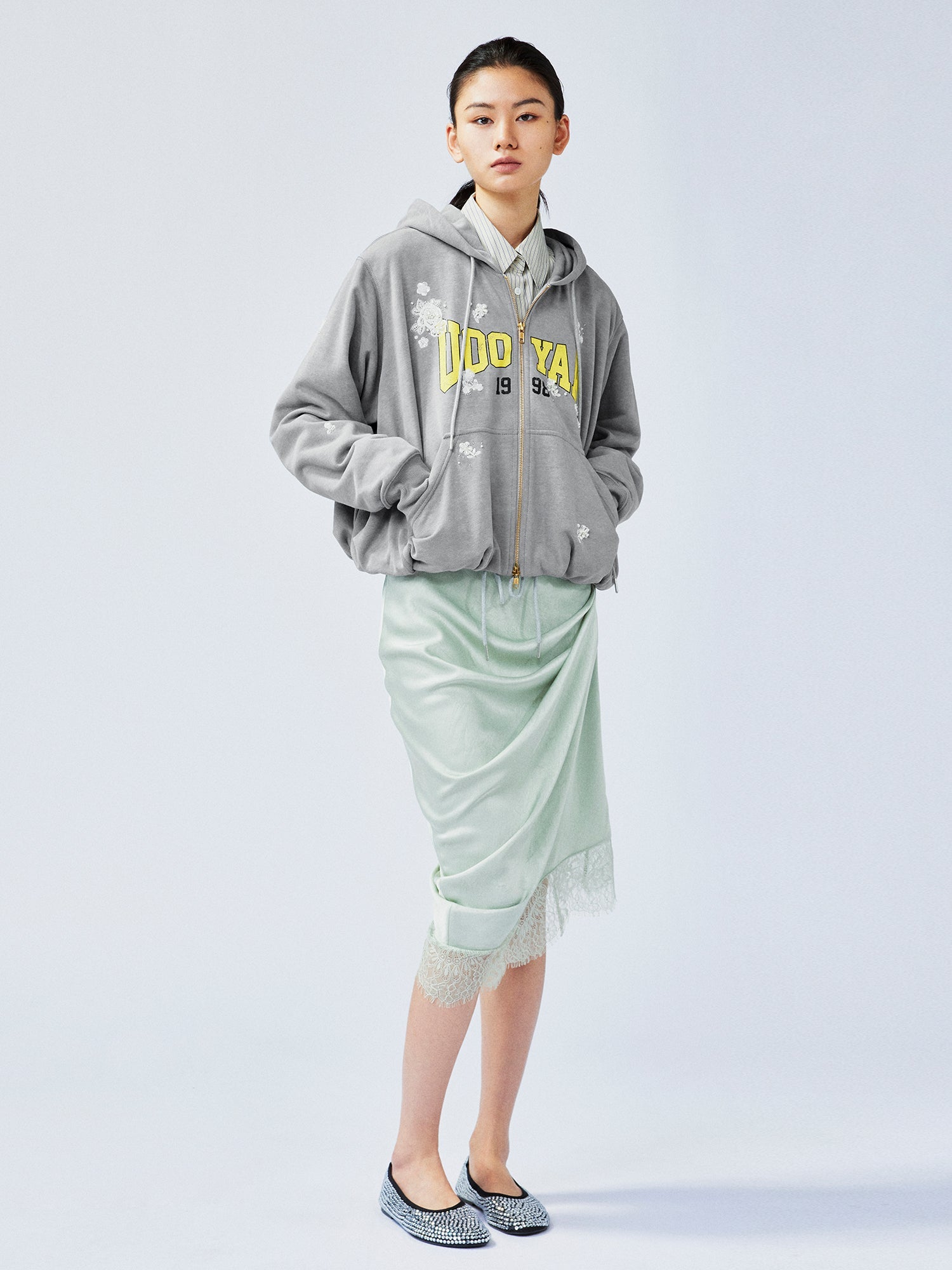 Glamorous beaded bud sweatshirt jacket