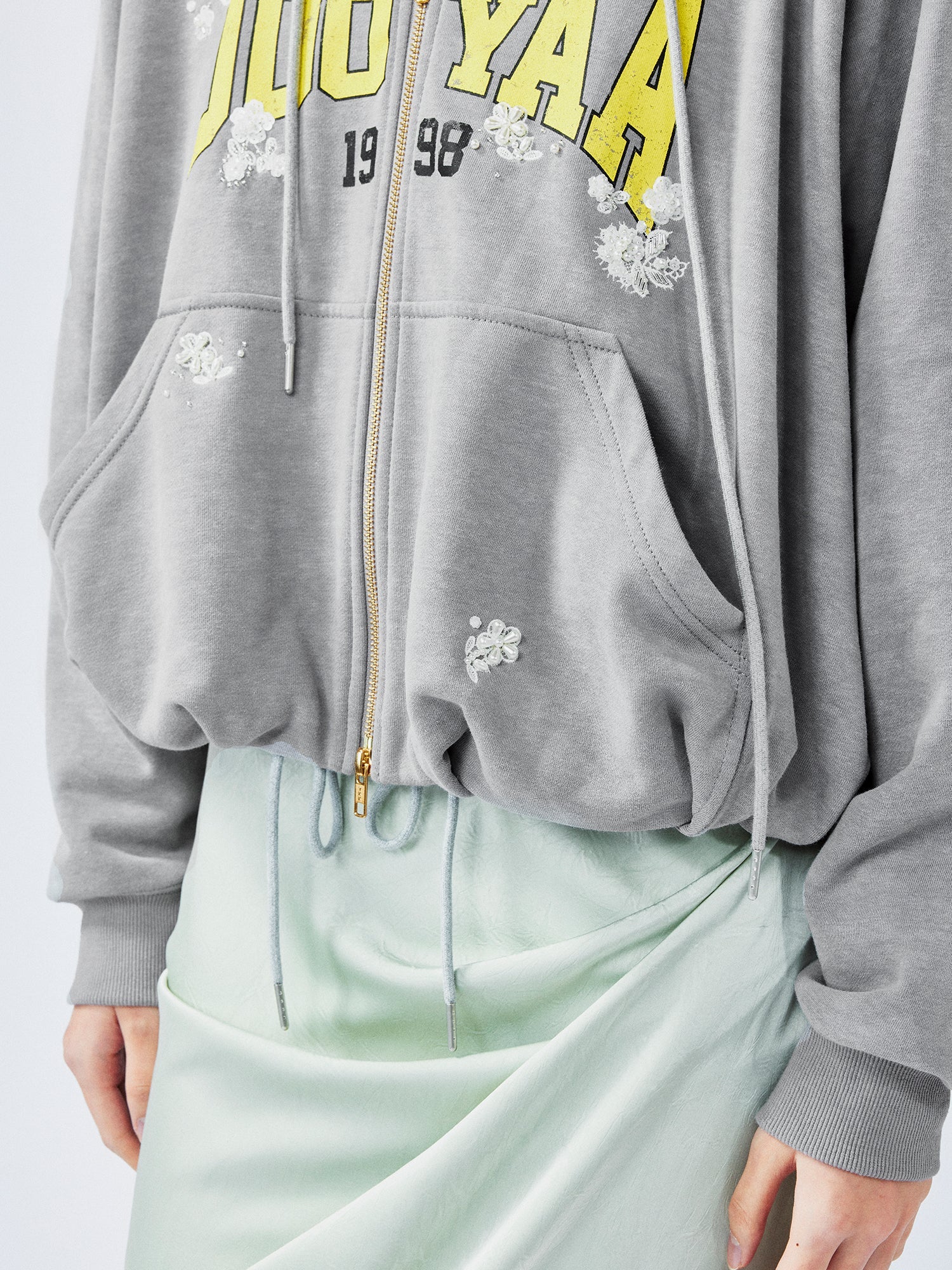 Glamorous beaded bud sweatshirt jacket