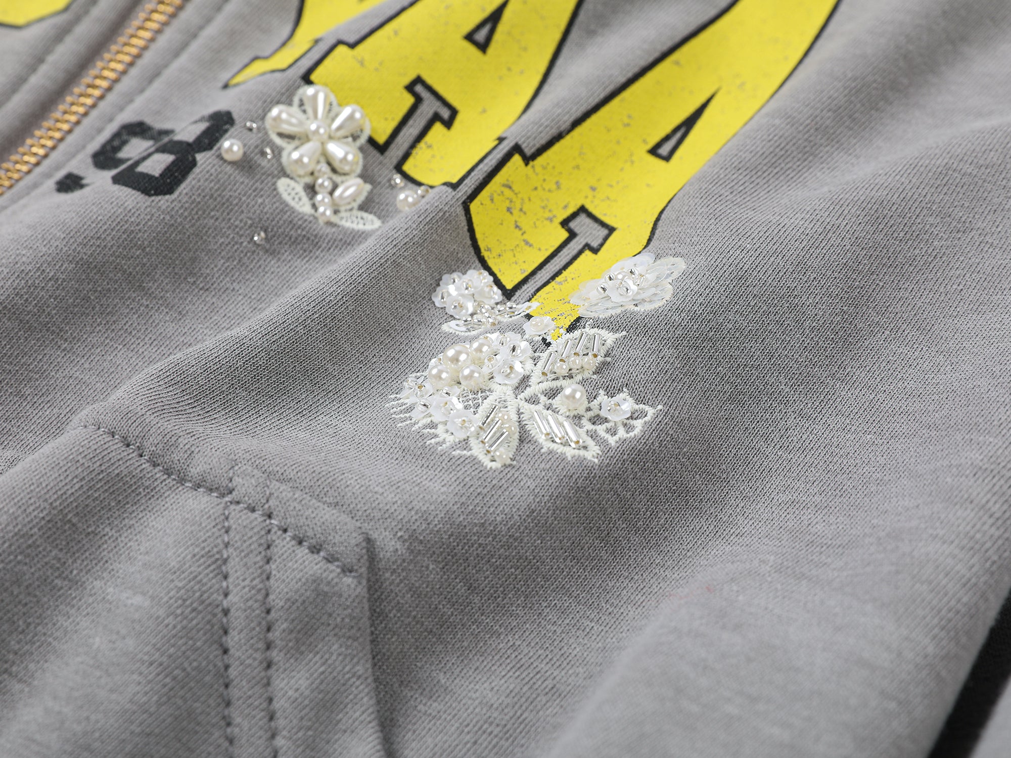 Glamorous beaded bud sweatshirt jacket