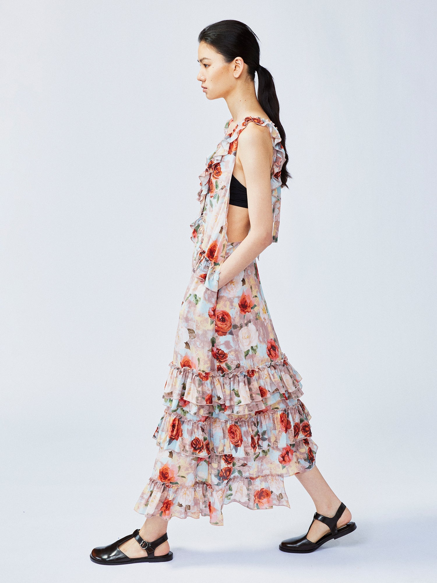 New Vintage romantic rose suspender dress