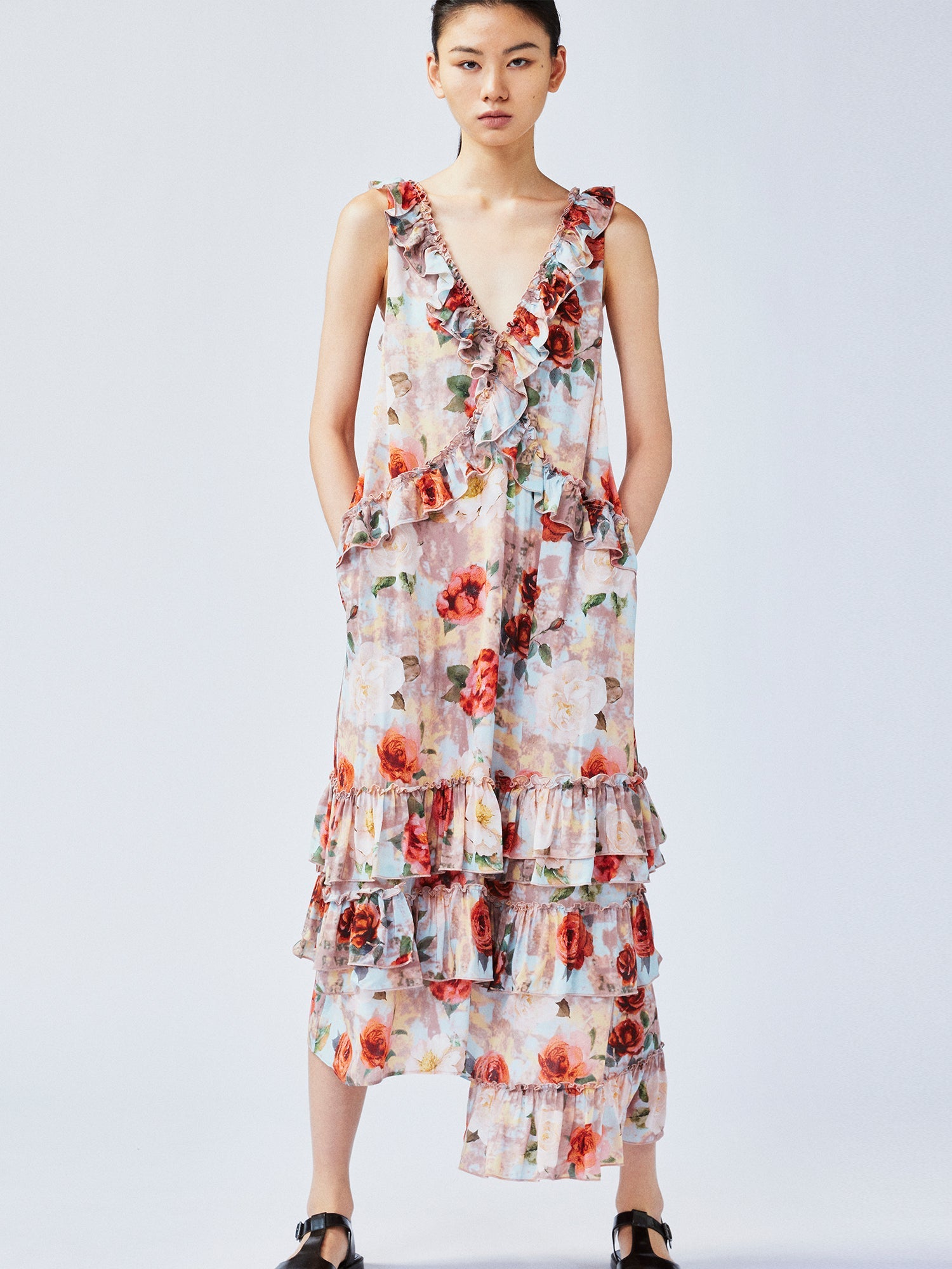 New Vintage romantic rose suspender dress