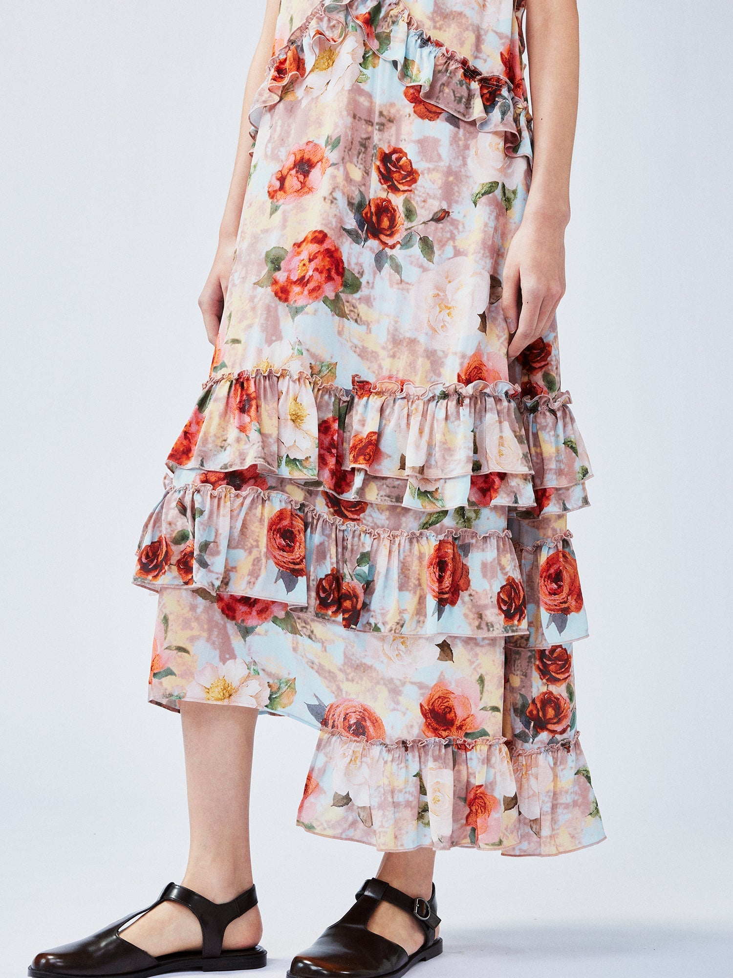 New Vintage romantic rose suspender dress