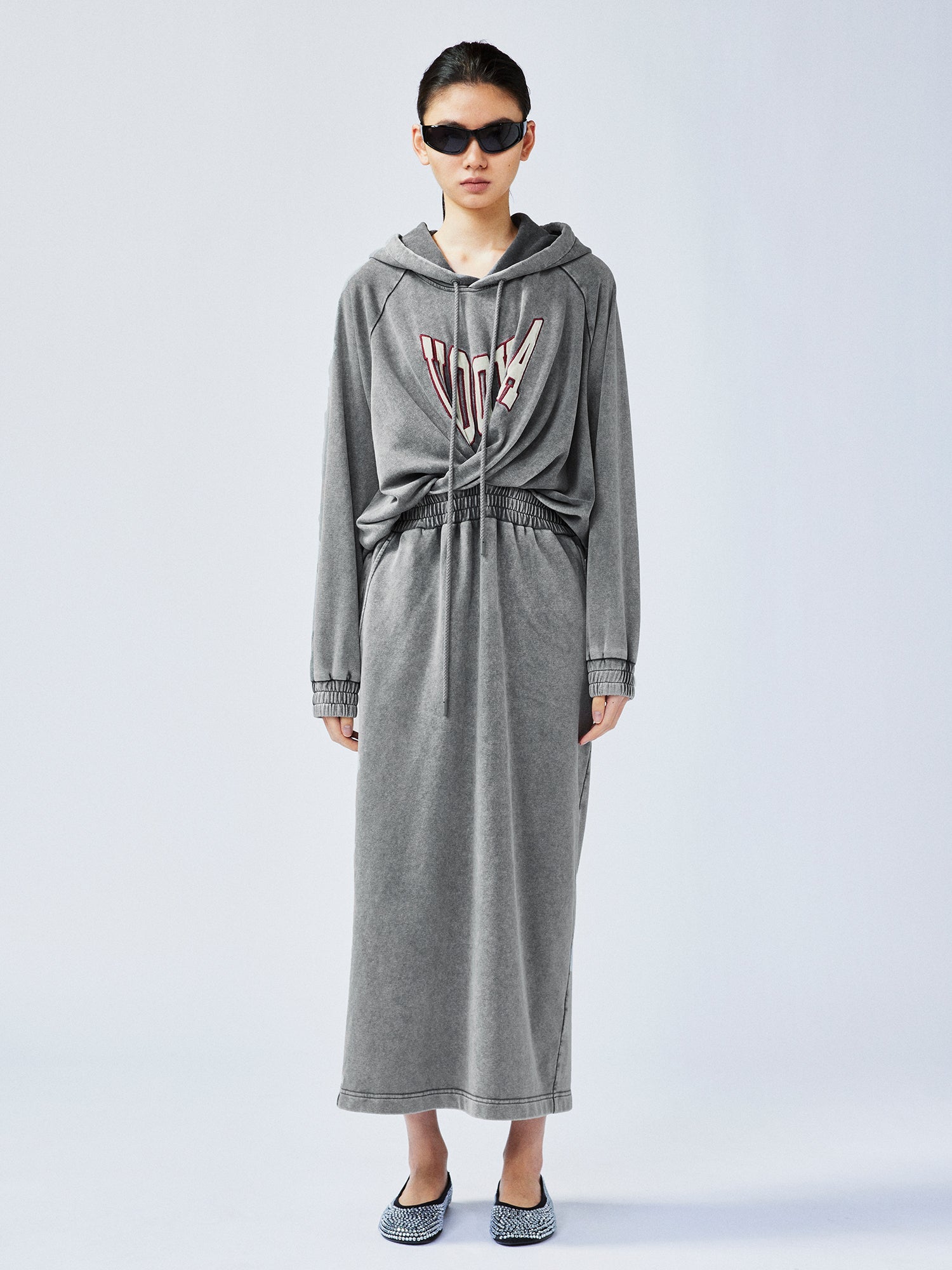 Sweater-tucked skirt dress