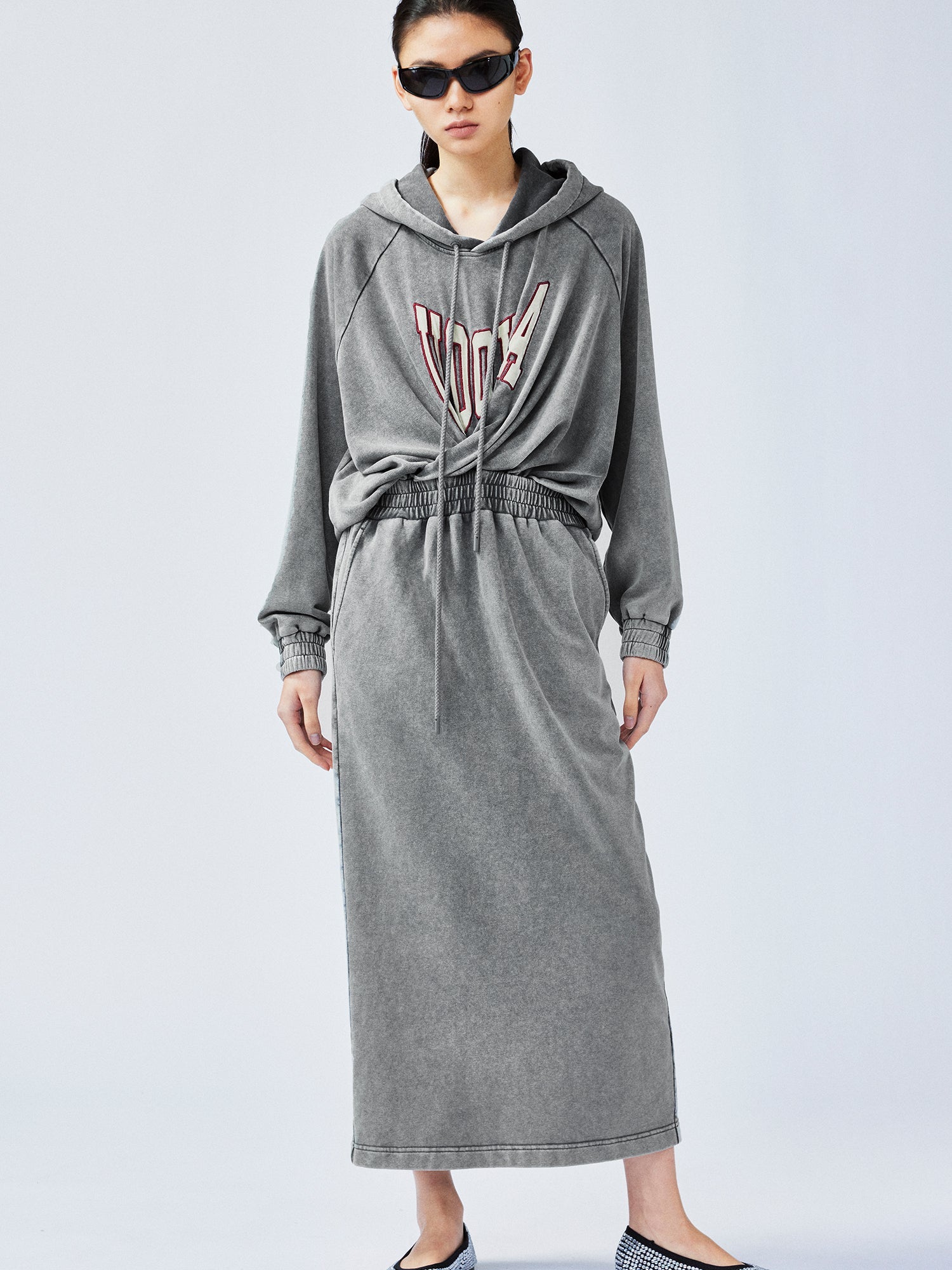 Sweater-tucked skirt dress