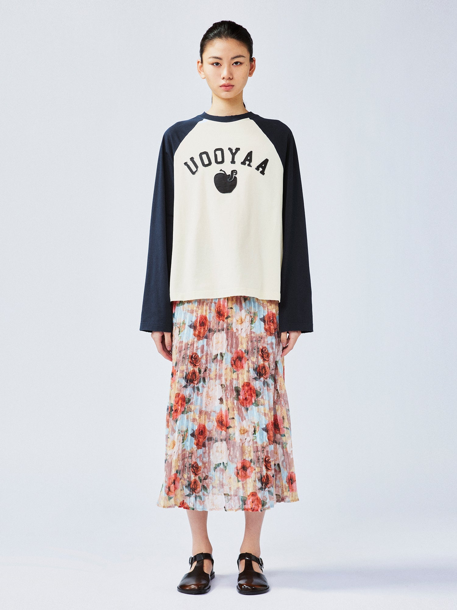 New Vintage romantic rose pleated skirt