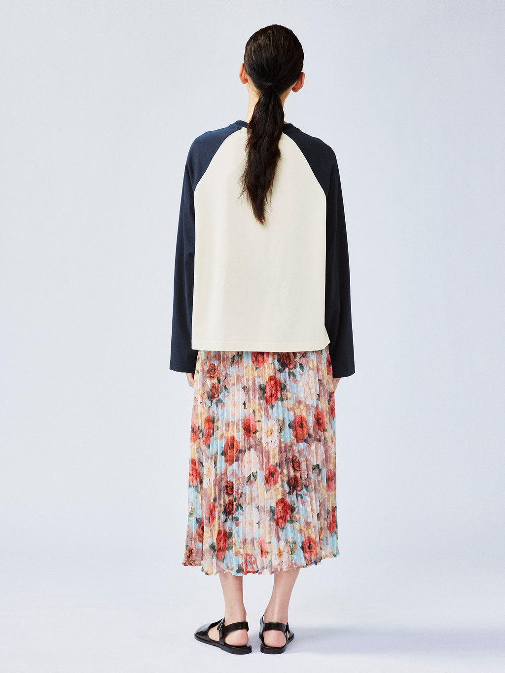 New Vintage romantic rose pleated skirt