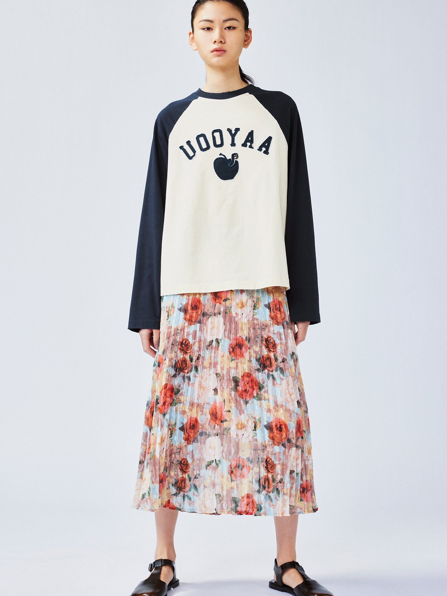 New Vintage romantic rose pleated skirt