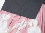 A misaligned suit layered-look skirt