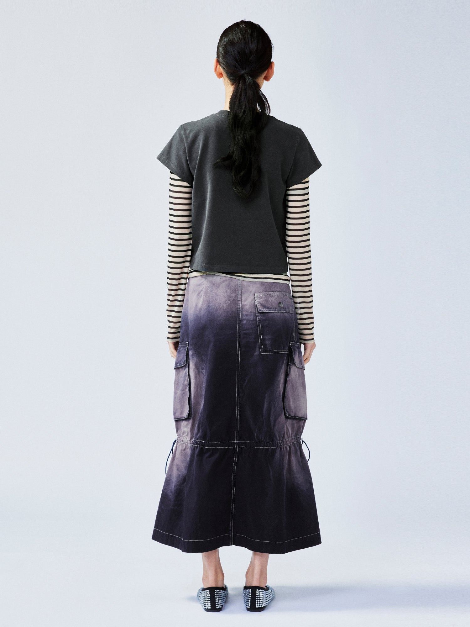 Gradient fade paratrooper waisted skirt