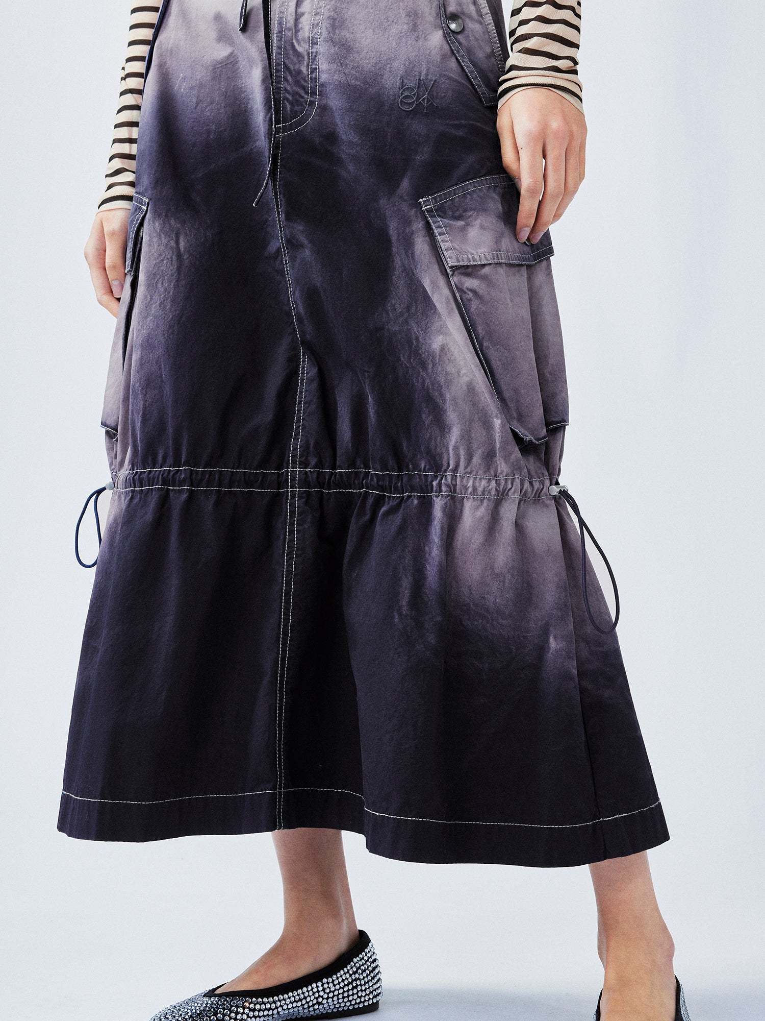 Gradient fade paratrooper waisted skirt