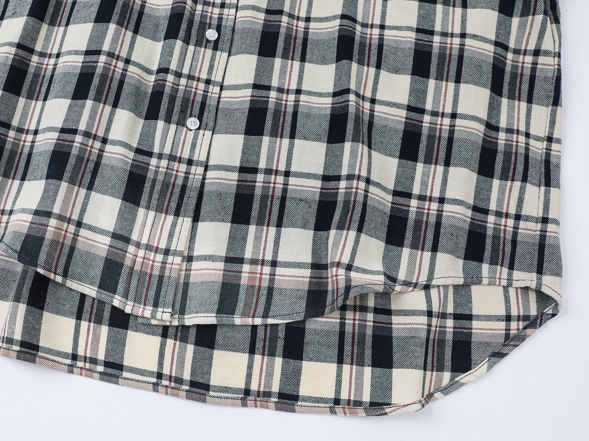 Playful sticker patch plaid shirt