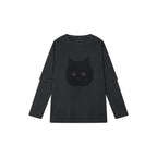 ぽっちゃり黒猫フェイクツーピースTシャツ