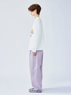 Playful sticker patch long-sleeve T-shirt