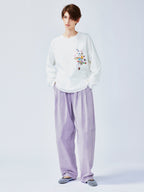 Playful sticker patch long-sleeve T-shirt