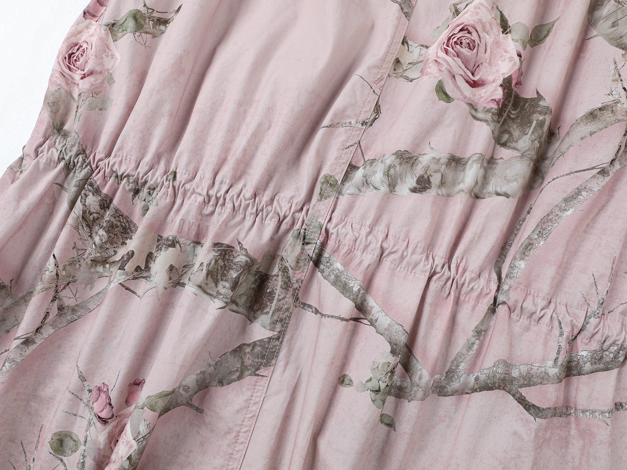 Rose tree pattern camo parka trench coat