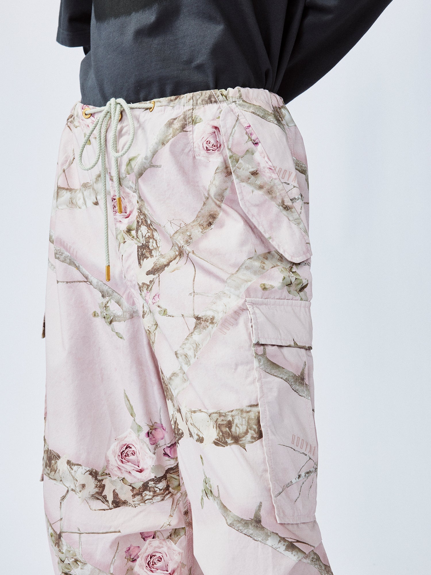Rose tree pattern camo cargo pants
