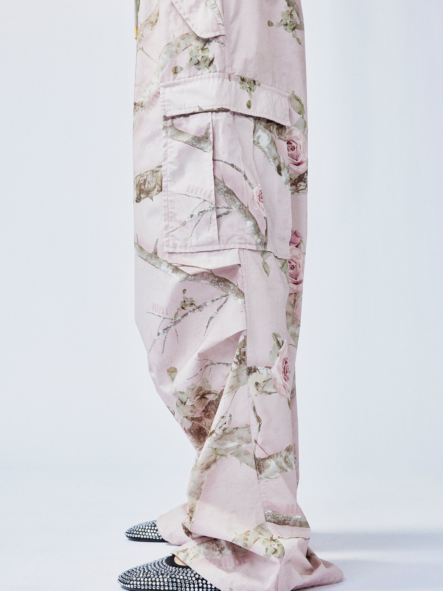 Rose tree pattern camo cargo pants