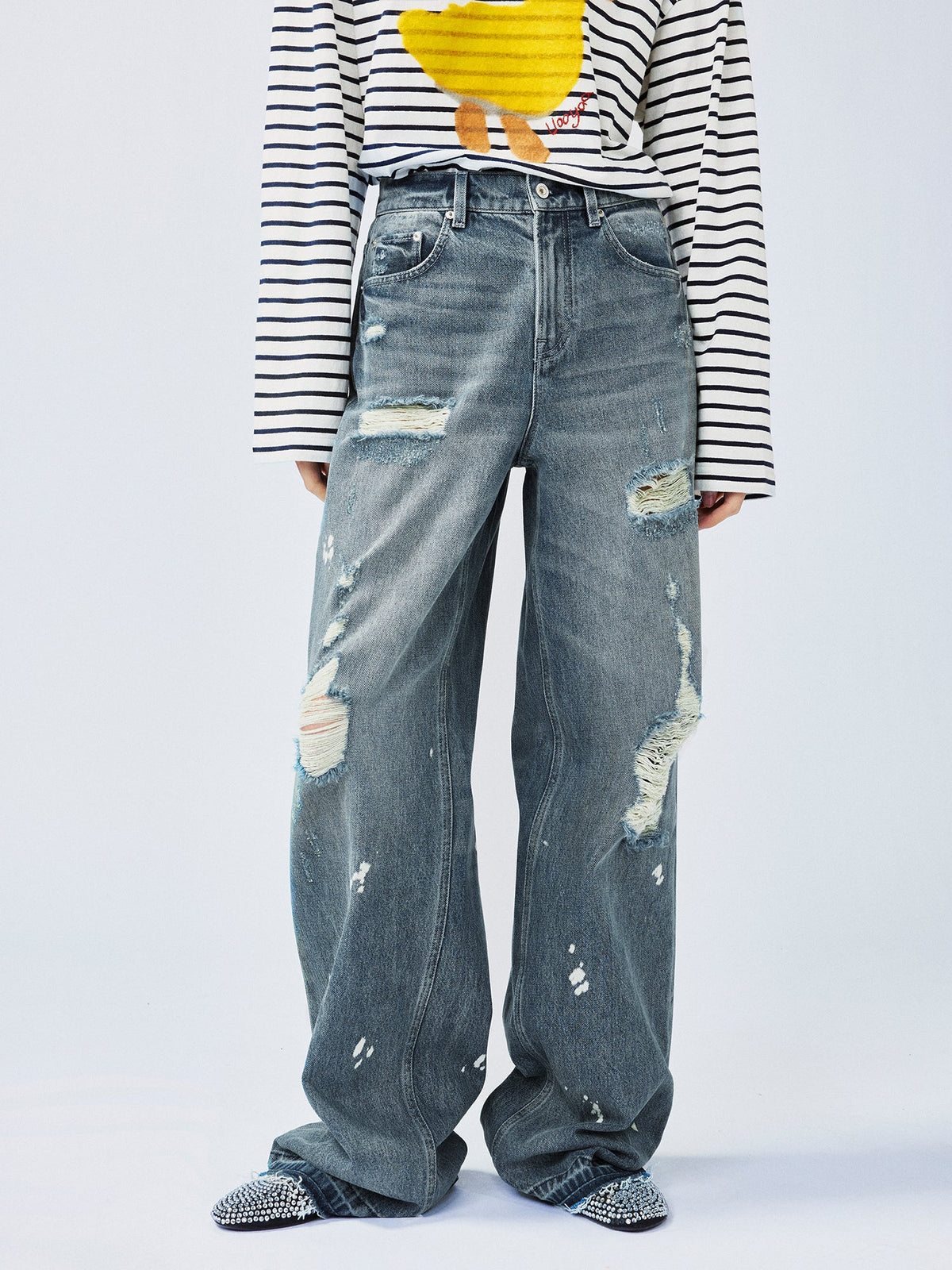 Distressed jeans
