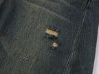 Wardrobe essential distressed wash scythe-cut jeans