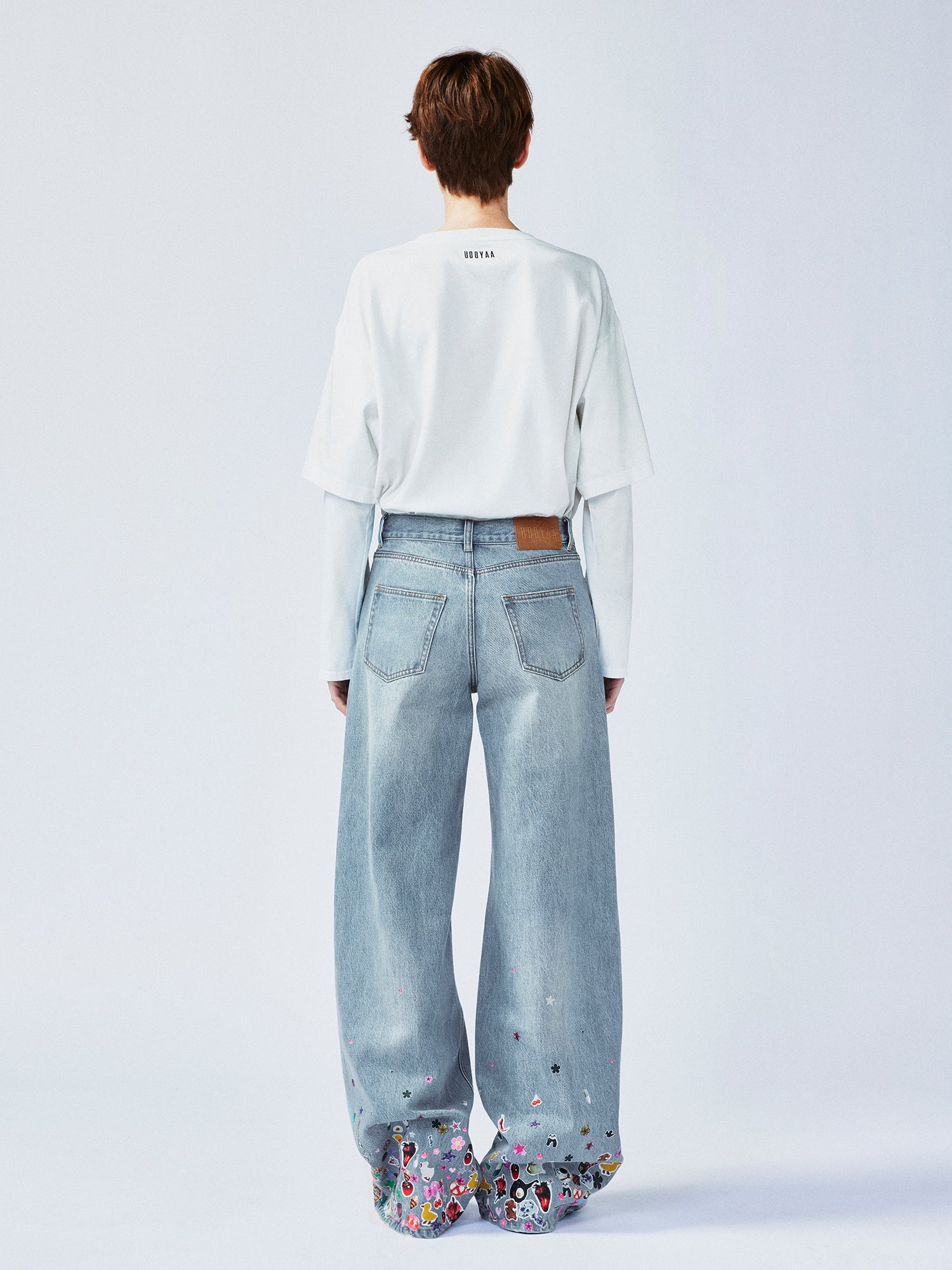 Playful sticker patch jeans