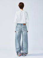 Playful sticker patch jeans