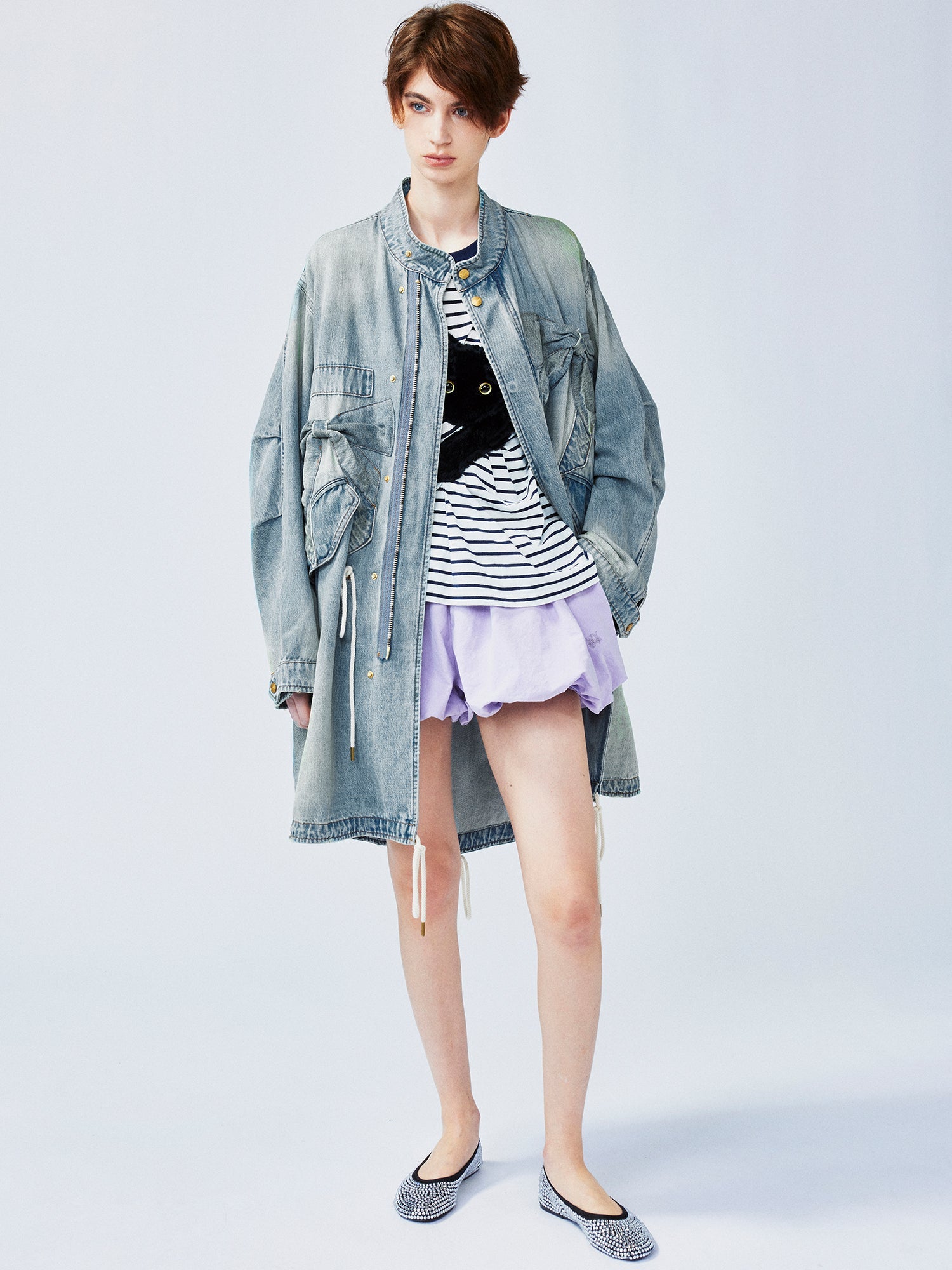 Bow parka denim jacket