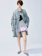 Bow parka denim jacket