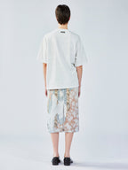 Satin window scene print slip skirt