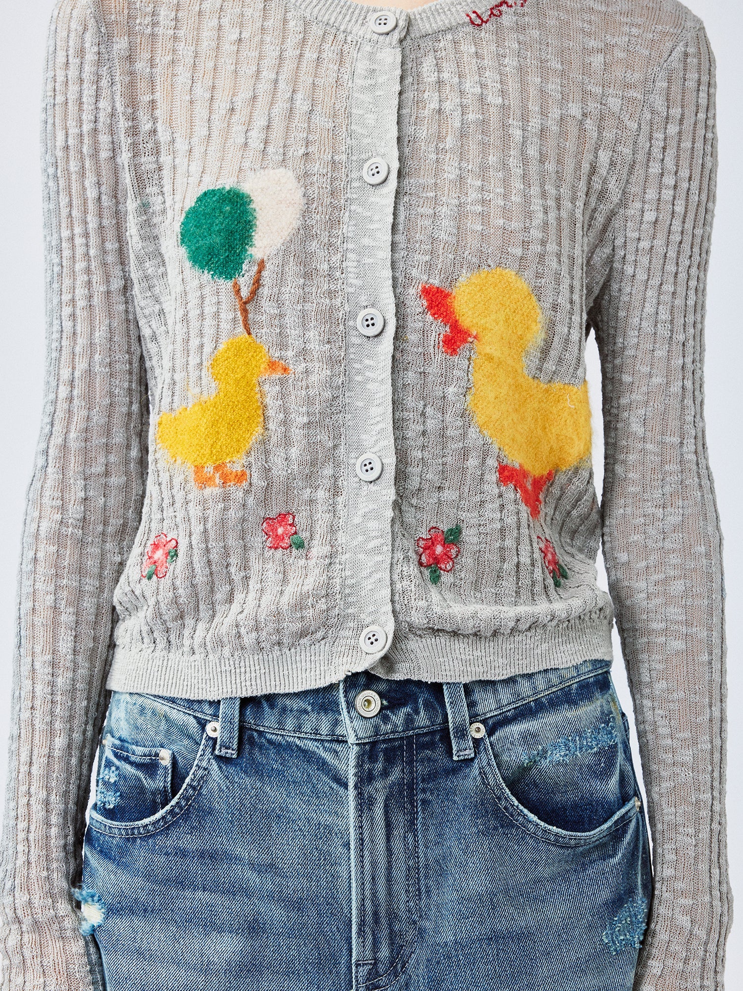 "Playful duck" wool cardigan