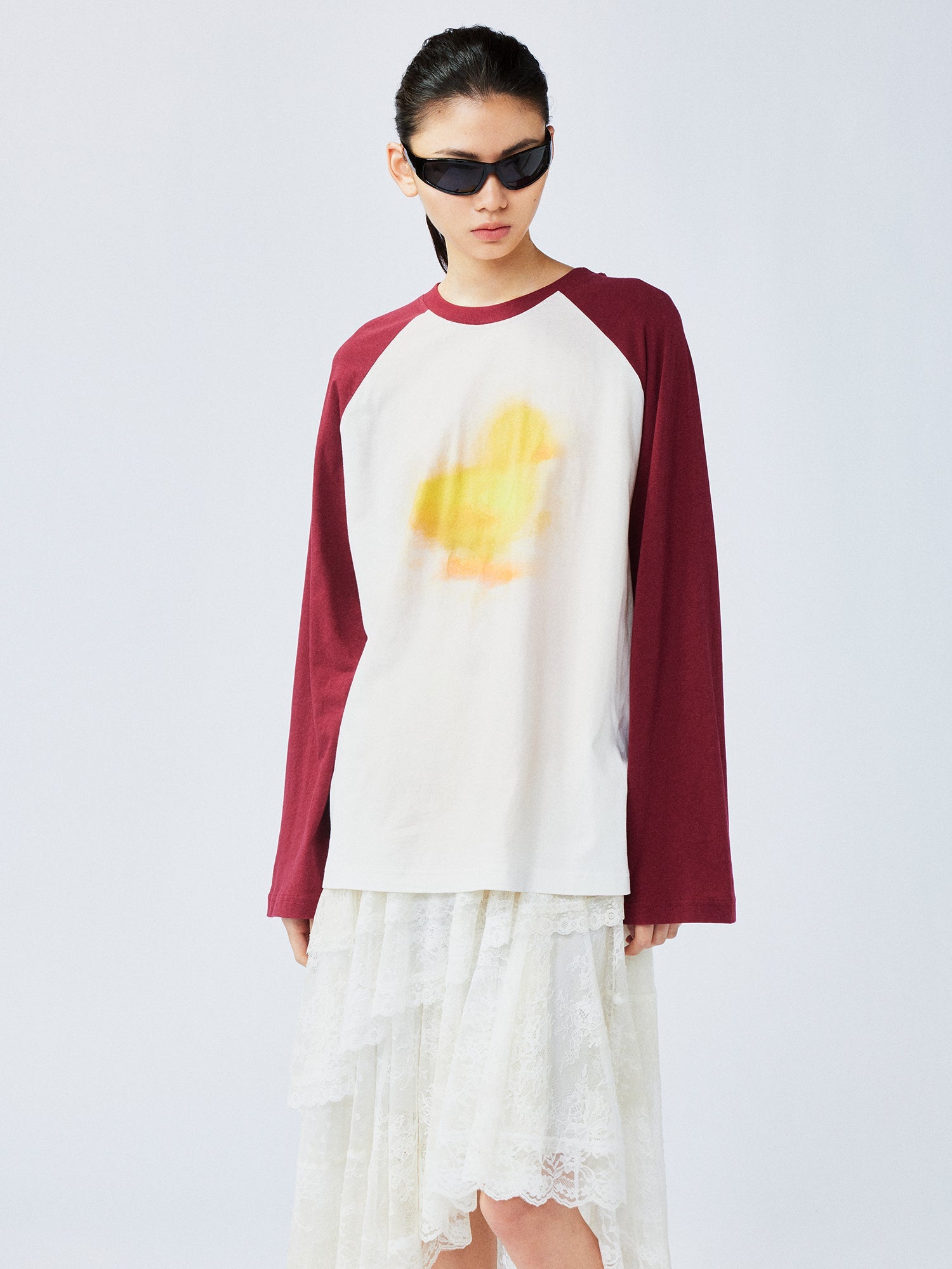 "I"-type personality duck raglan sleeve T-shirt