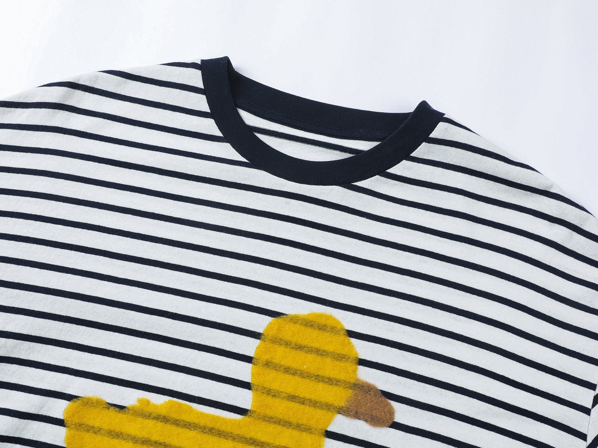 "I"-type personality duck sailor-striped T-shirt