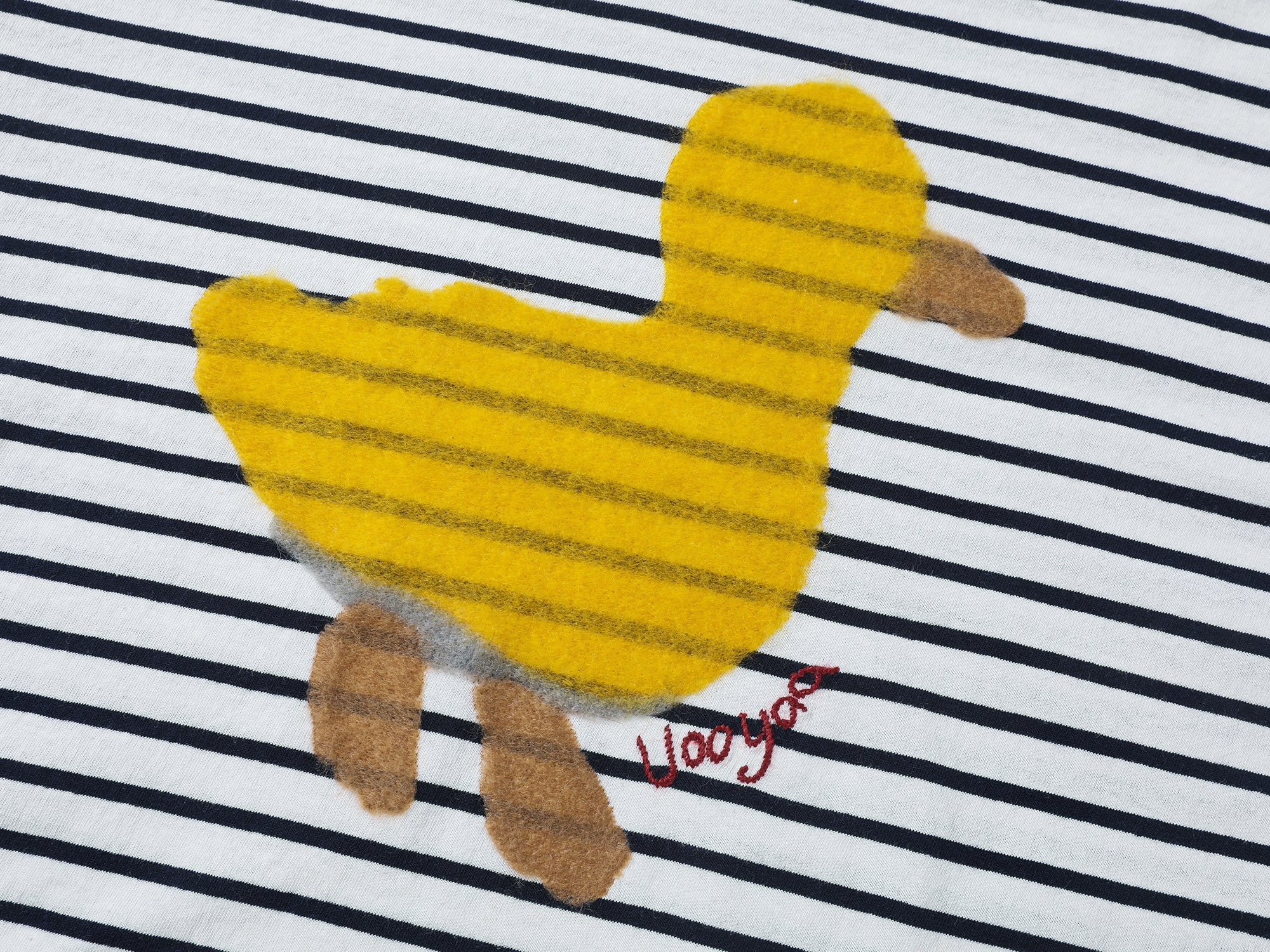 "I"-type personality duck sailor-striped T-shirt