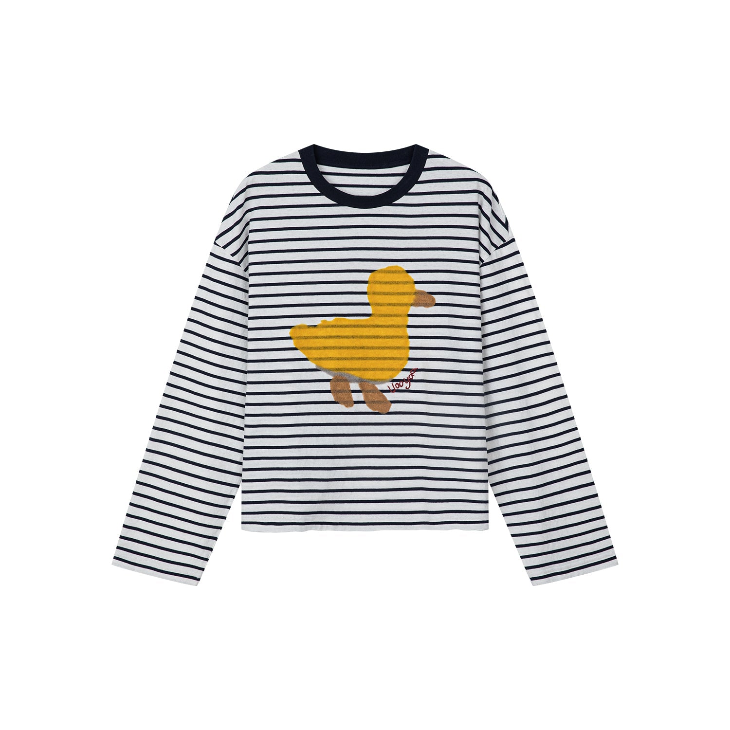 "I"-type personality duck sailor-striped T-shirt