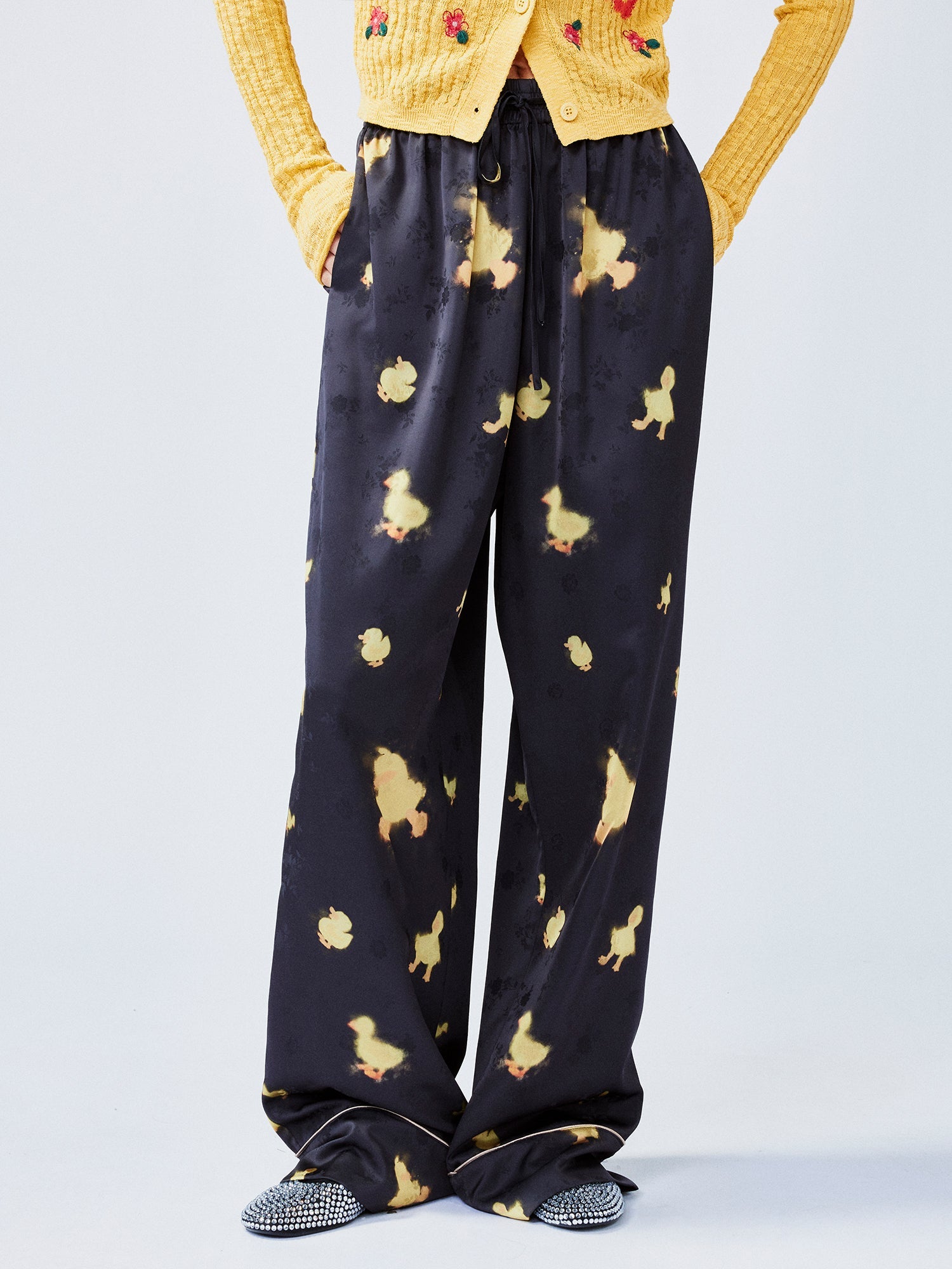 "I" duck pajama-style trousers