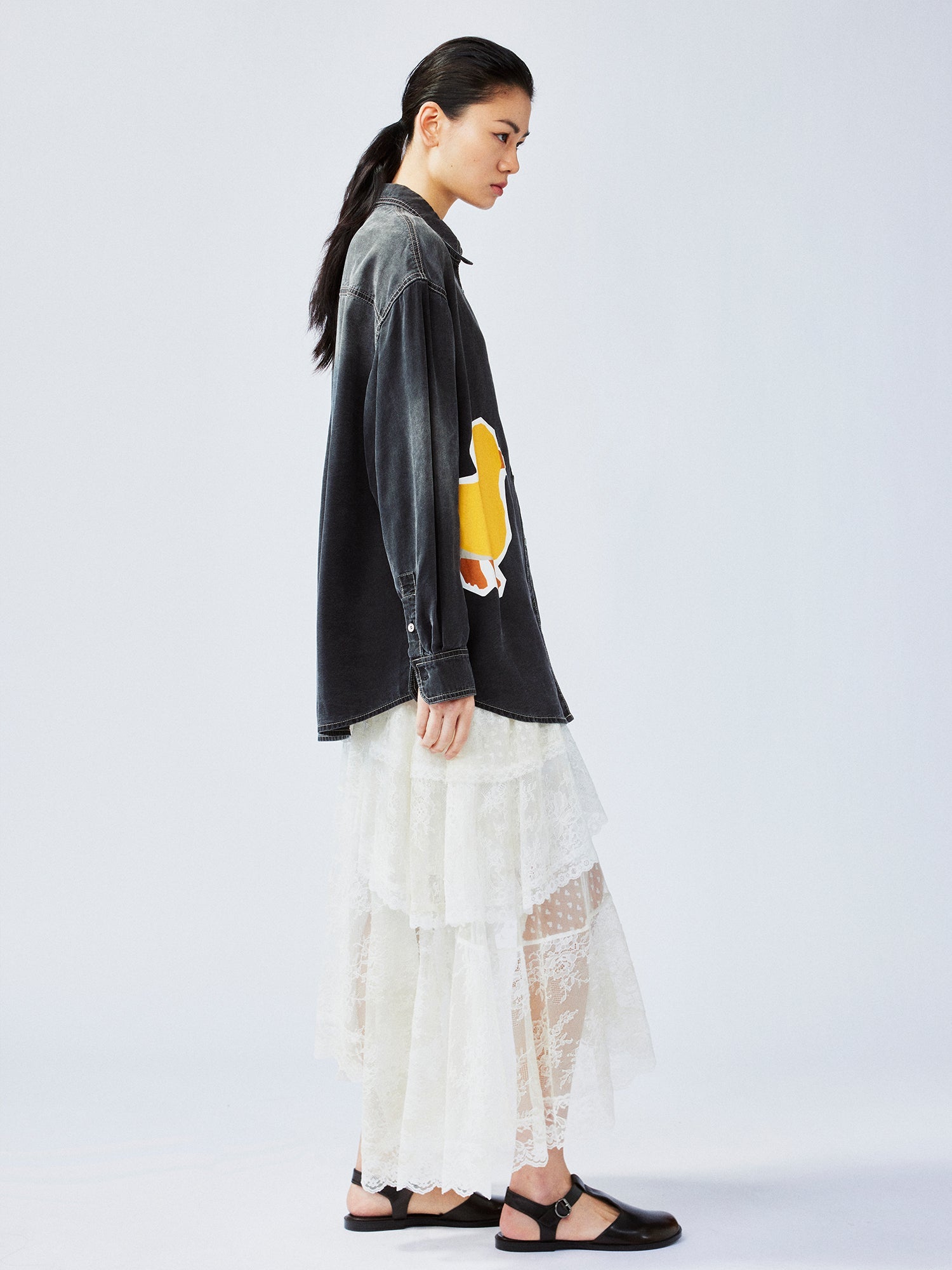 Fun patchwork duck denim shirt