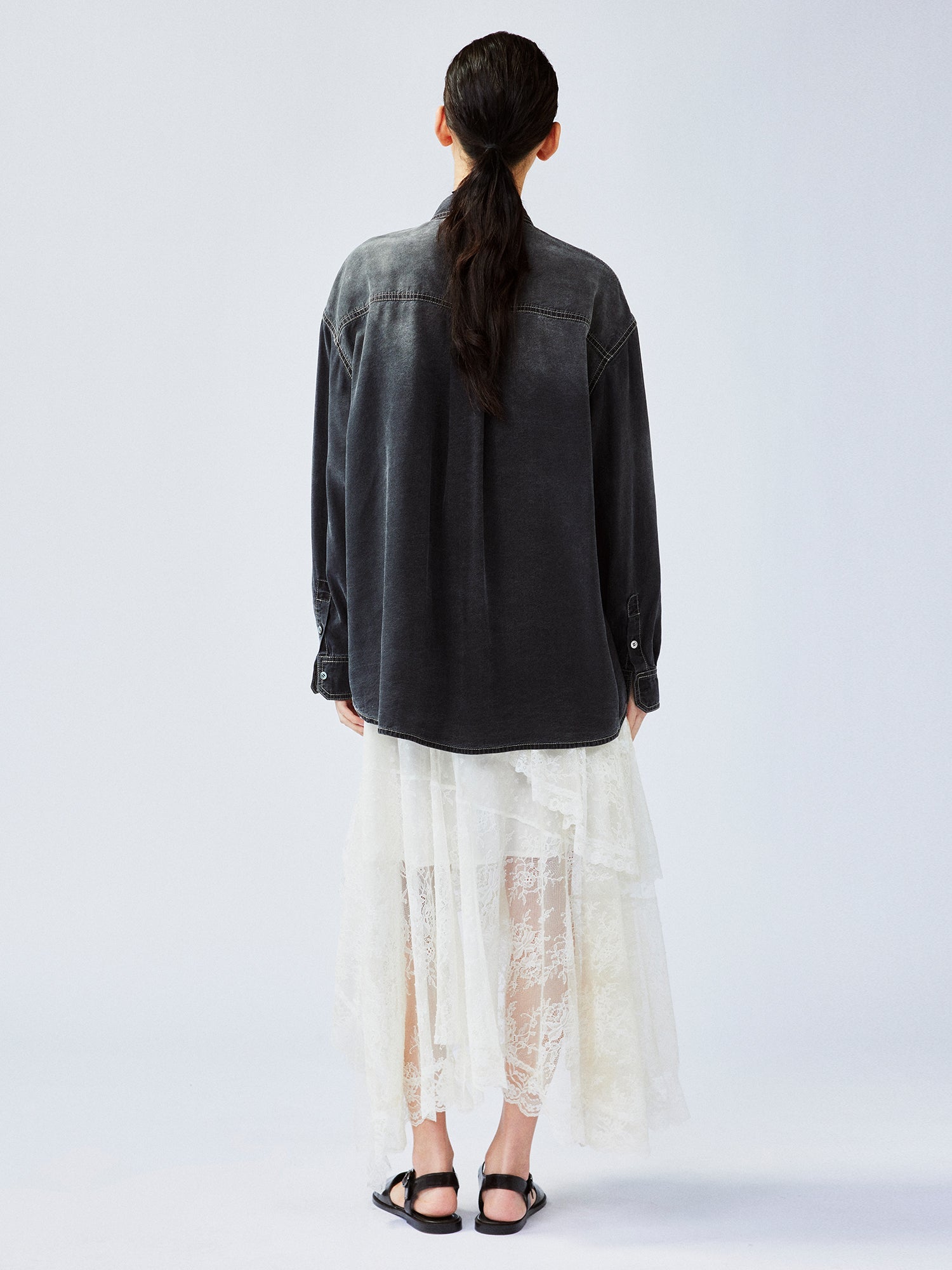 Fun patchwork duck denim shirt