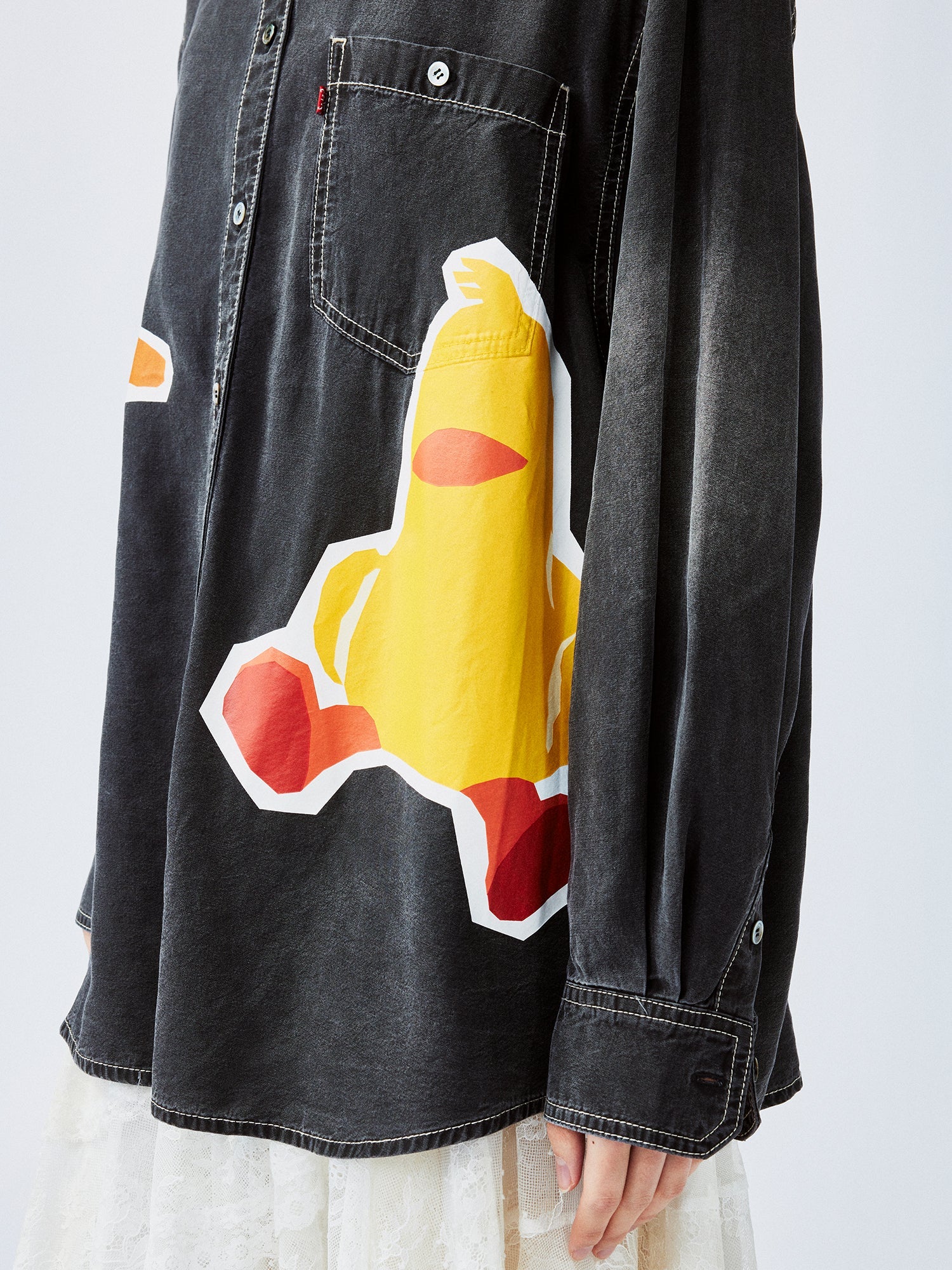 Fun patchwork duck denim shirt