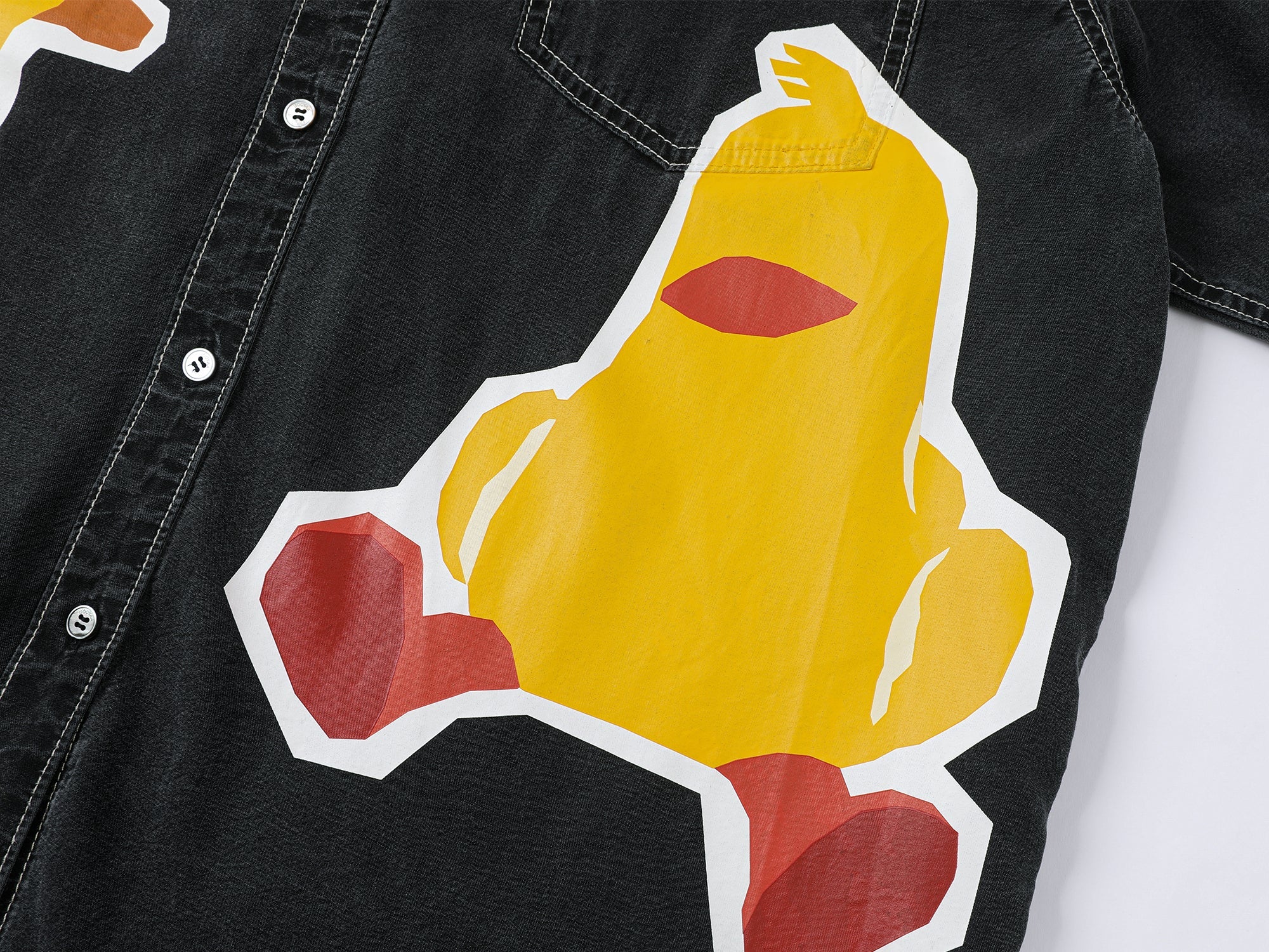 Fun patchwork duck denim shirt