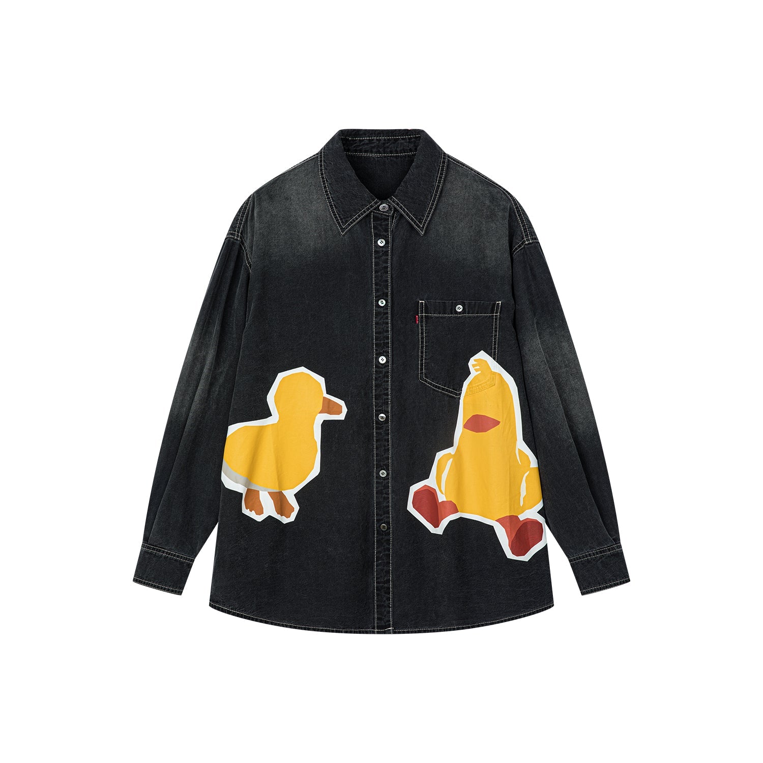 Fun patchwork duck denim shirt