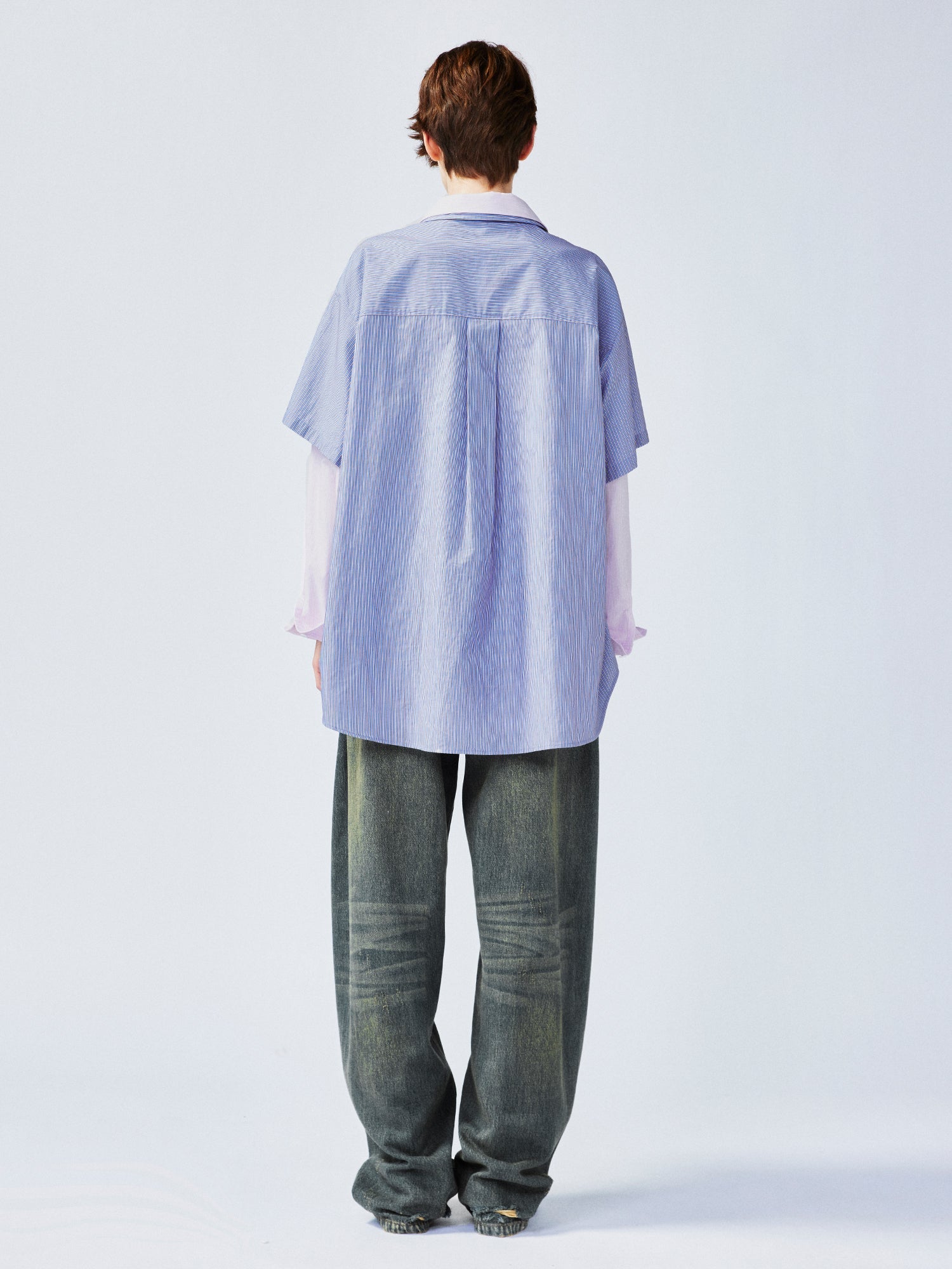 Pink-Blue contrast layered shirt