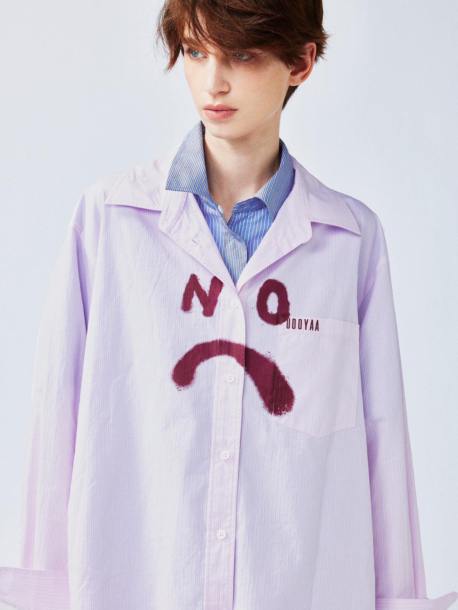 Pink-Blue contrast layered shirt