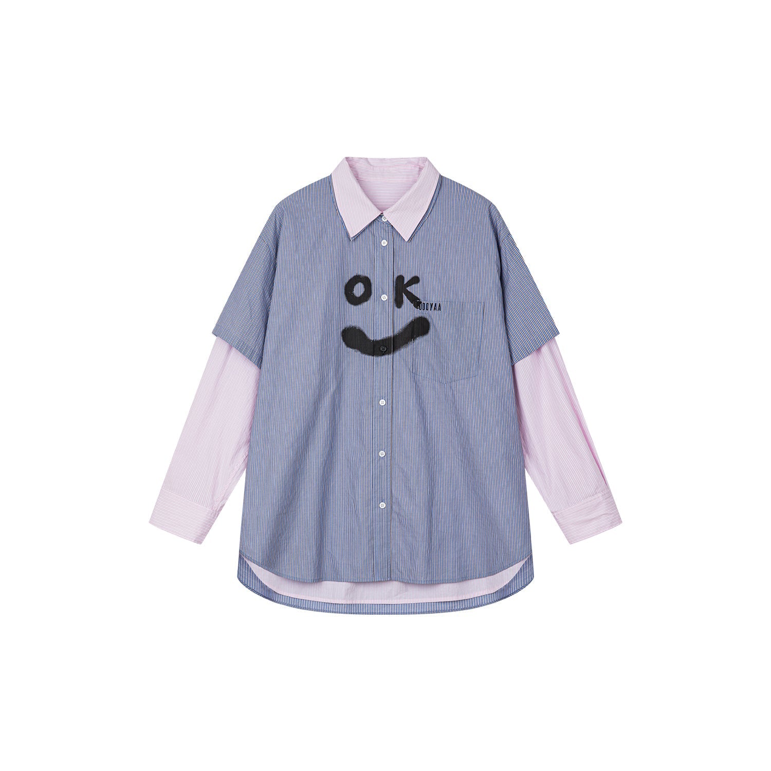 Pink-Blue contrast layered shirt