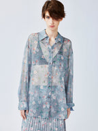 ロマンチックな壁紙の花柄シャツ