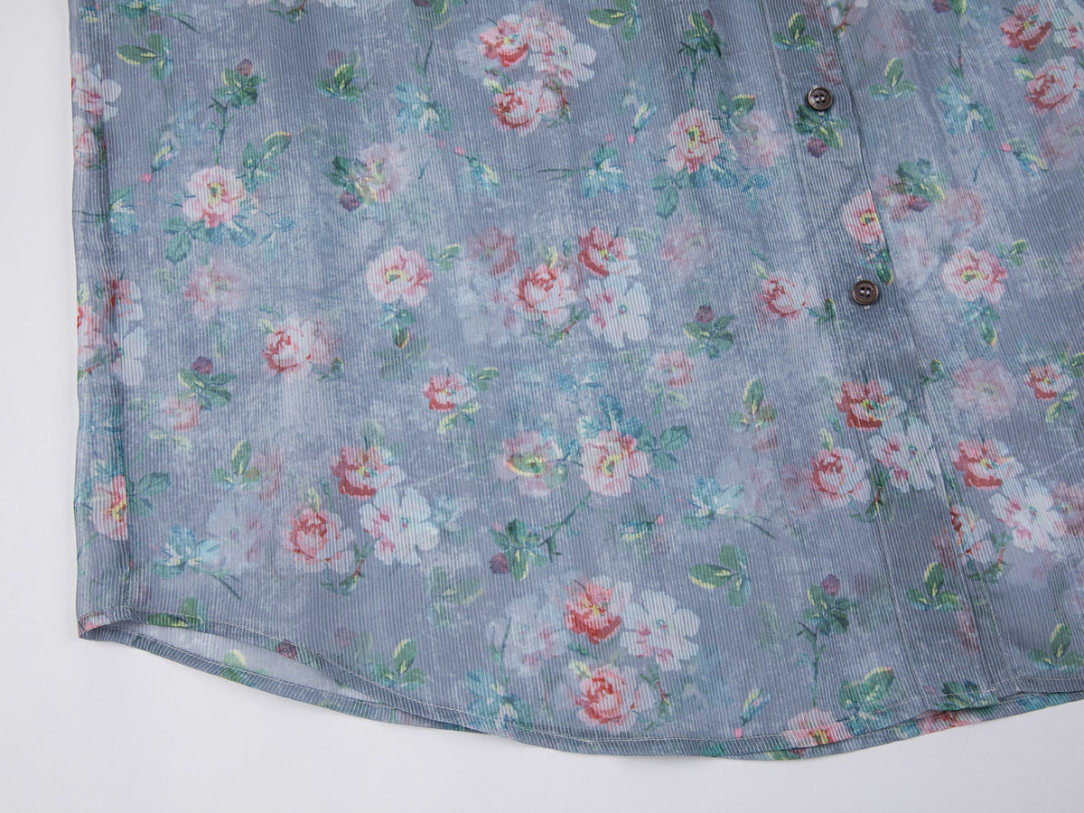 ロマンチックな壁紙の花柄シャツ