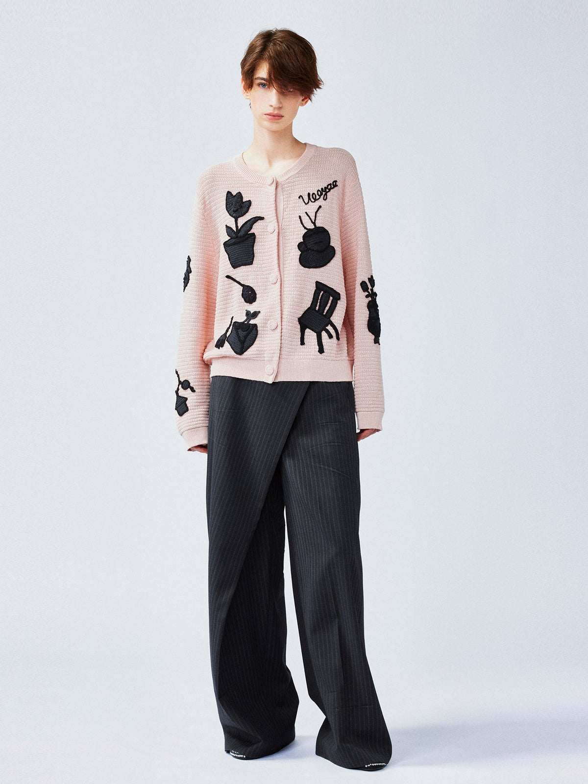 Garden silhouette handcrafted wool cardigan