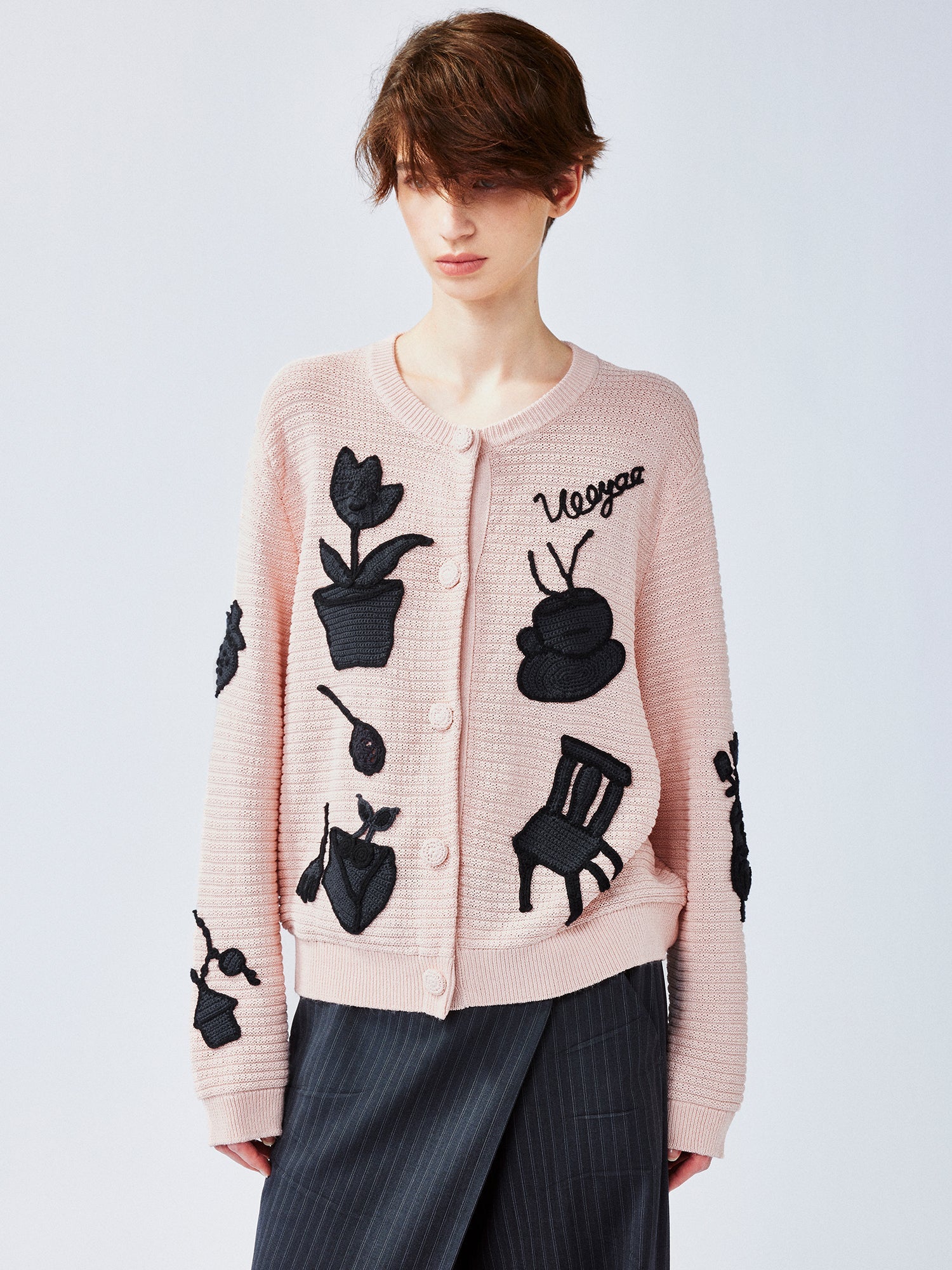 Garden silhouette handcrafted wool cardigan